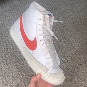 Nike White and Red High Top Blazers
